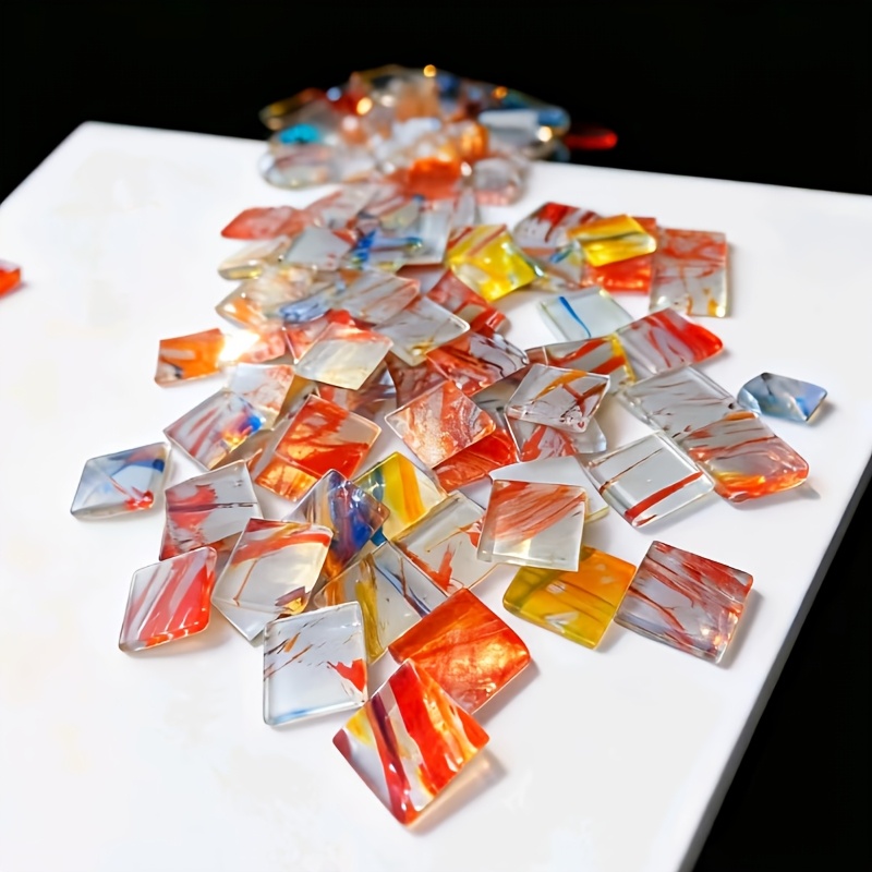 Home Bar And Counter - 100g square mosaic hand-painted sunset red