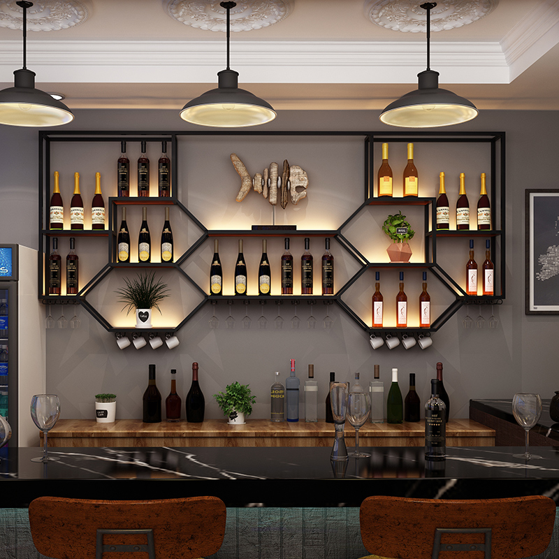 Home Bar Shelf - Metal Shelves Wine Cabinet Living Room