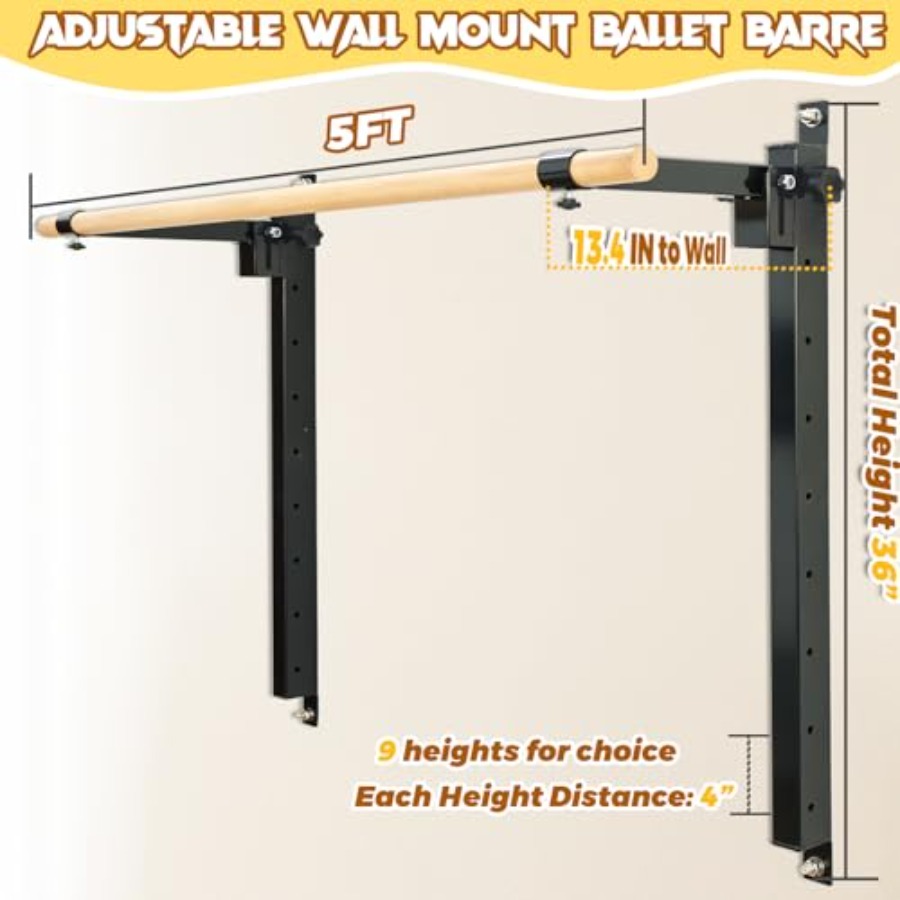 Wall Mounted Ballet Barre 4ft  - огляд і ціна Home Bar And Gym